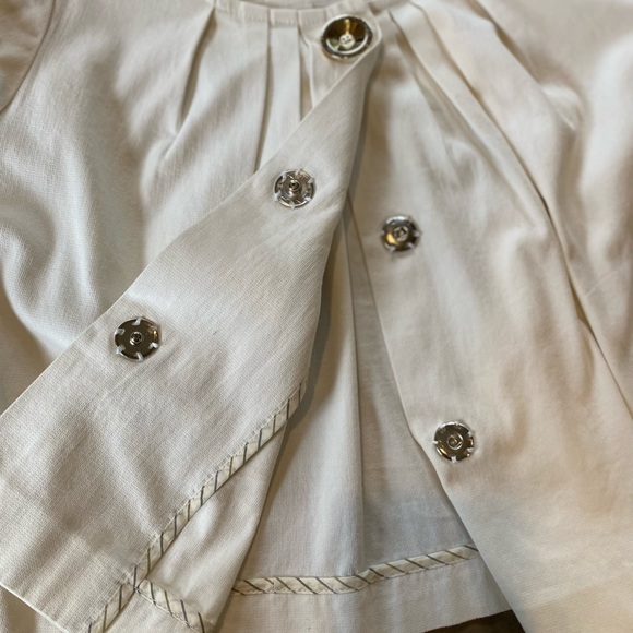 Vintage Shin Choi Swing Jacket Short Size Small White 3/4 sleeve Gold Button - Picture 4 of 10